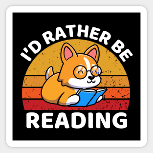 Cute Corgi Dog Reading  Book Sticker